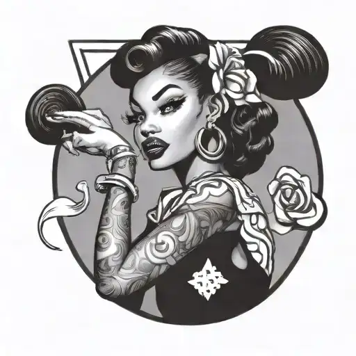 Black Woman Pin Up Girl Looking