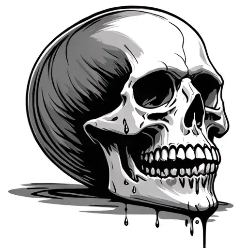 Traditional Skull With A Tear Dripping Down Its Face
