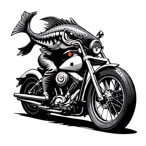 Tribal Catfish Riding A Motorcycle