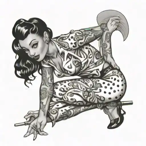 Black Girl Pin Up Girl Sitting
