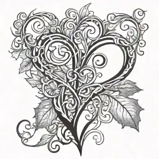 Heart Vines Outline