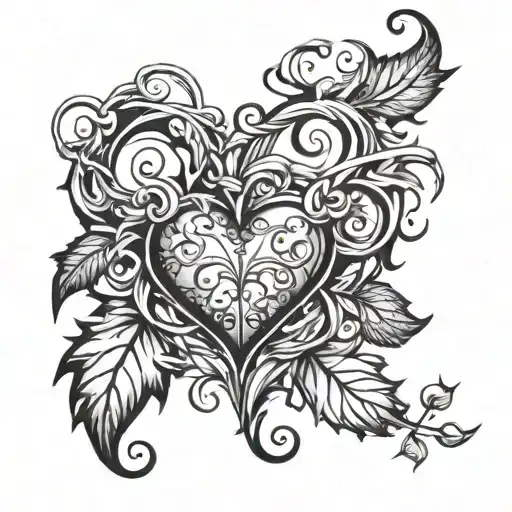 Heart Vines Outline