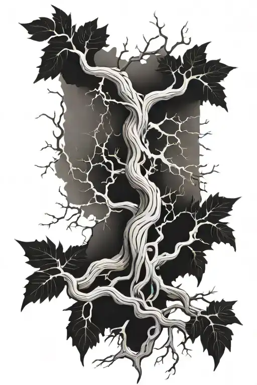 Tree Roots Vines Going Vertically