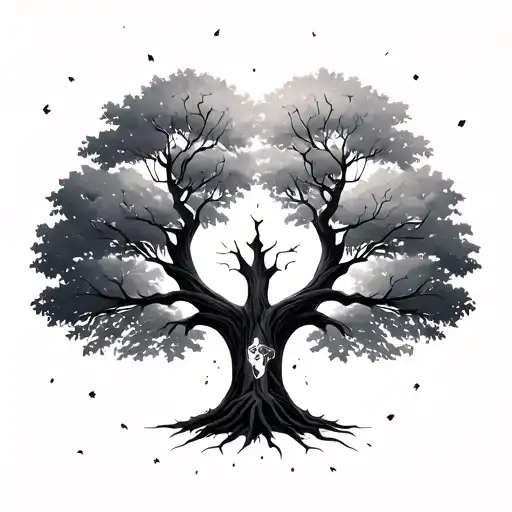 Broken Family Tree With Each