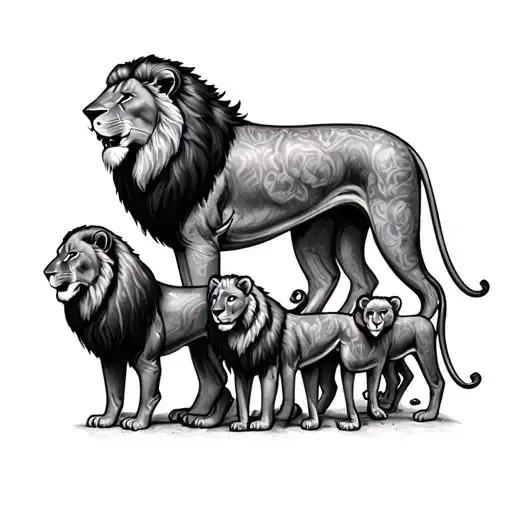 Lion Family Tree With Each