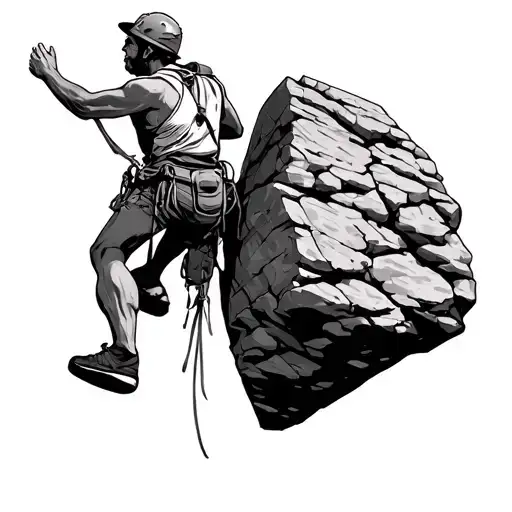 Cyber Sigilism Of A Rock Climber Scaling