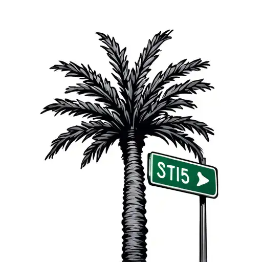 Palm Tree And Street Sign
