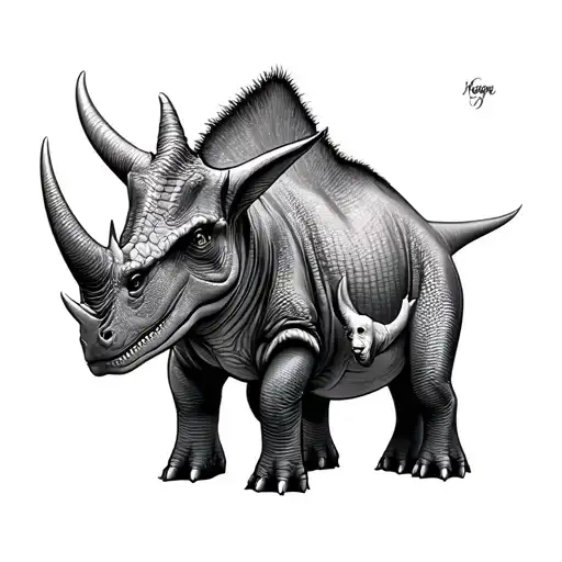 Triceratops Mom And Baby