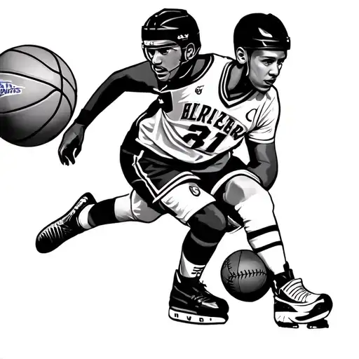 Create A Sports Tattoo With A Basketball Football Hockey And Baseball