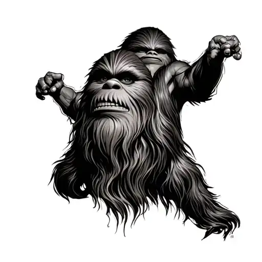 Chewbacca Mix With Shrek Intertwined In An Artistic