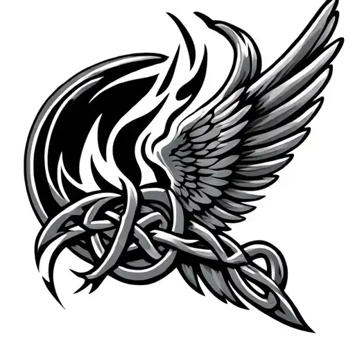 Fire And Wings Logo With Celtic Knots