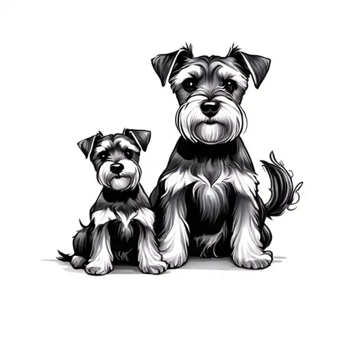 Schnauzer And Daughter