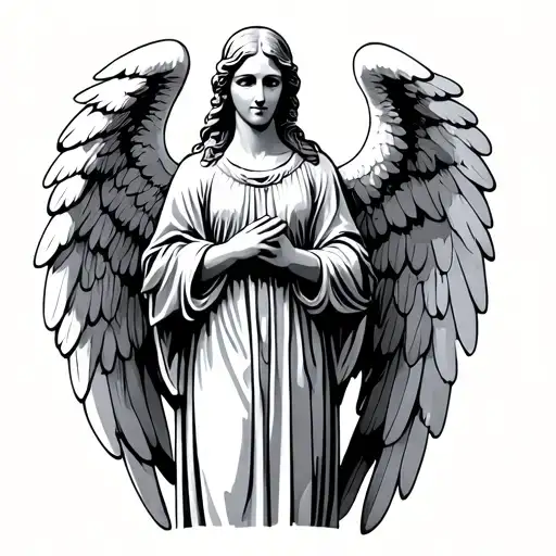 Angel Brids Freedom Standing With Clasped Hands