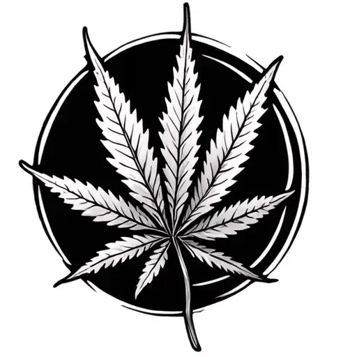 Weed Leaf With Belly In The Middle Of The Leaf Tattoo Design