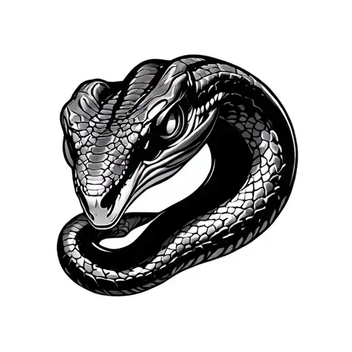 Viper Snake Frontal View Stencil Art