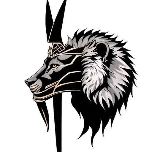 Anubis And A Lion On A Sleeve