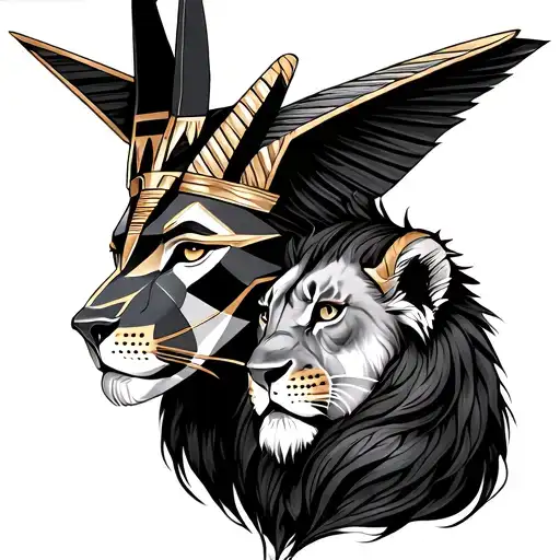 Sleeve With Anubis And A Lion