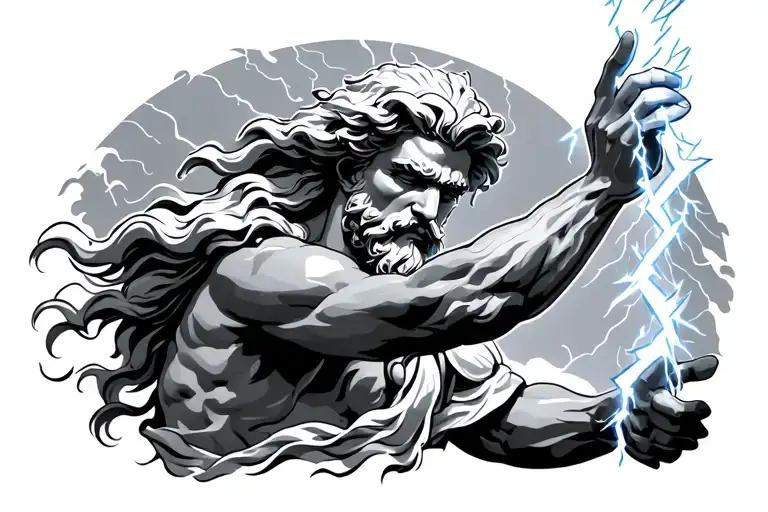 Zeus Throwing Lightning Bolts To Side