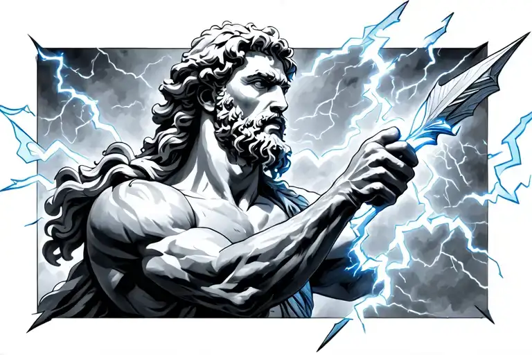 Zeus Throwing Lightning Bolts To Side Like Javelin