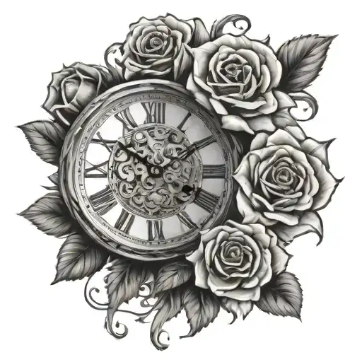 Roses Blooming God Father Clock Face