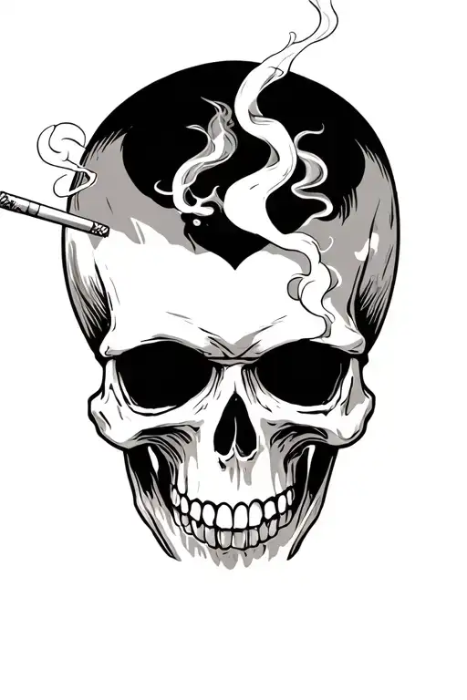 Skull Smokinh Cigarette