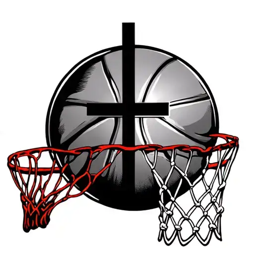 Cross And Basketball Net