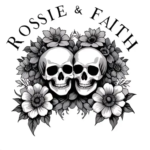 The Names Rosie And Faith With Skulls And Flowers Badass