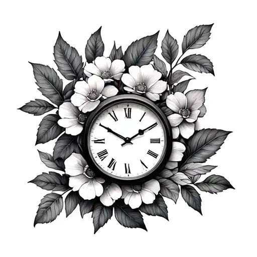 Time And Flower Growing Trees With Leafs