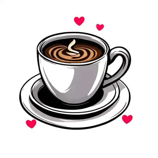 Coffee Cup And Hearts