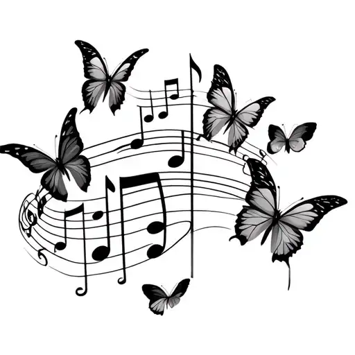Music Notes And Butterflies