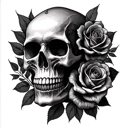 Skull And Roses Intricate Skull