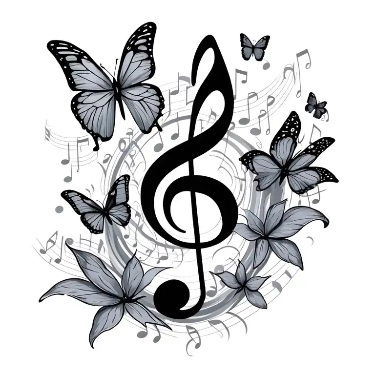 Music Notes And Butterflies