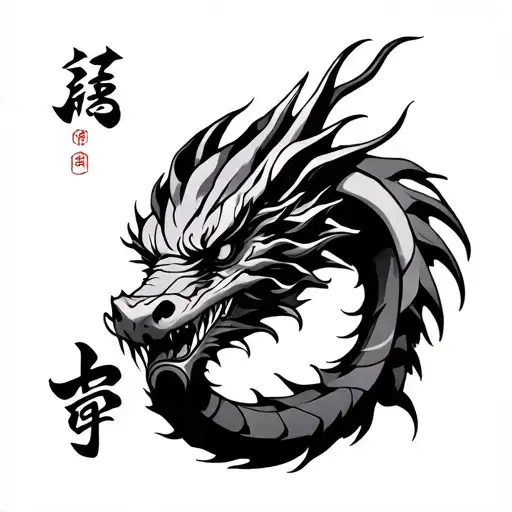 Dragon Both Blade With Kanji