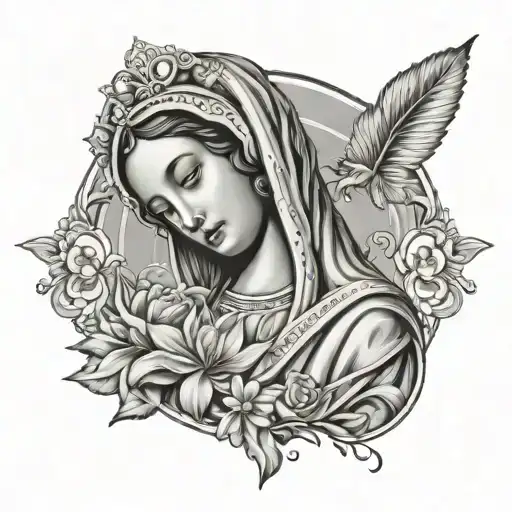 Virgen Mary With Maria Name Written