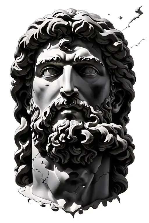 Mountains Wrapped Around A Broken David Statue Face