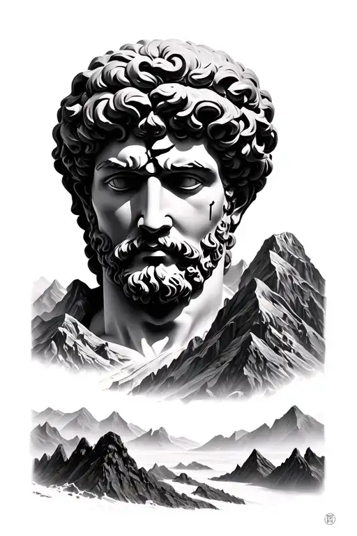 Mountains With A Broken David Statue Face