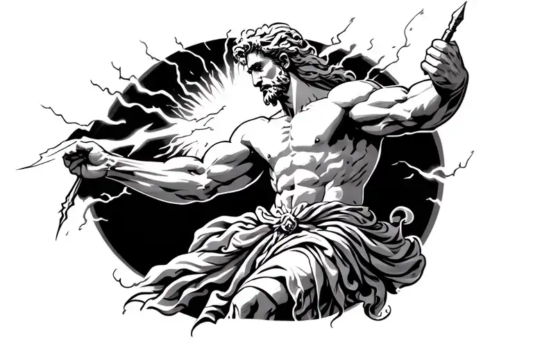Zeus Throwing A Lighting Bolt Like A Javelin For A Bicep