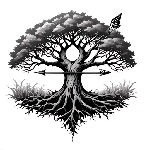 Tree Of Life With The Arrow Of Sagittarius For The Trunk Of Tree