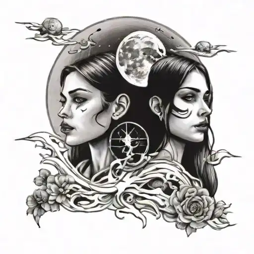 2 Girls Looking A Moon