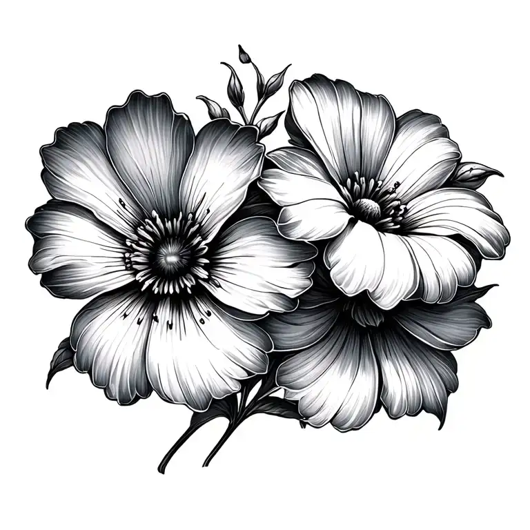 Multiple Fine Line Flower Intertwined Representing The Client's