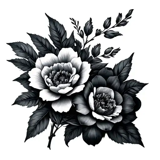 Simple Flowers And Botanicals Intertwined With Poem