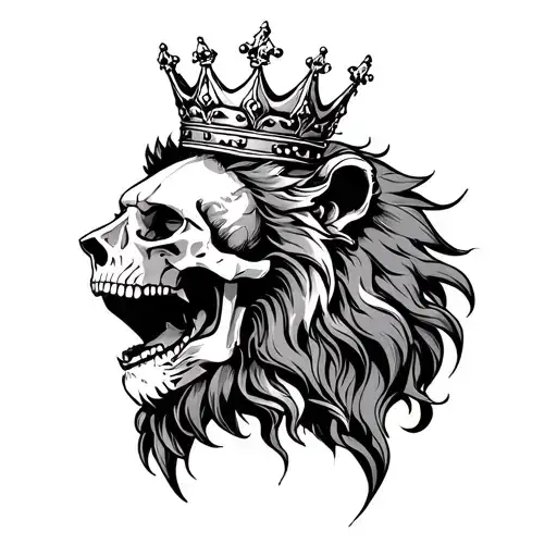 Lion And Skull Wearing A Crown