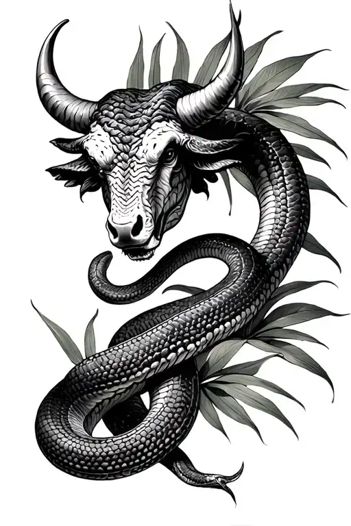 Medusa Bull Snake Palm Leaves