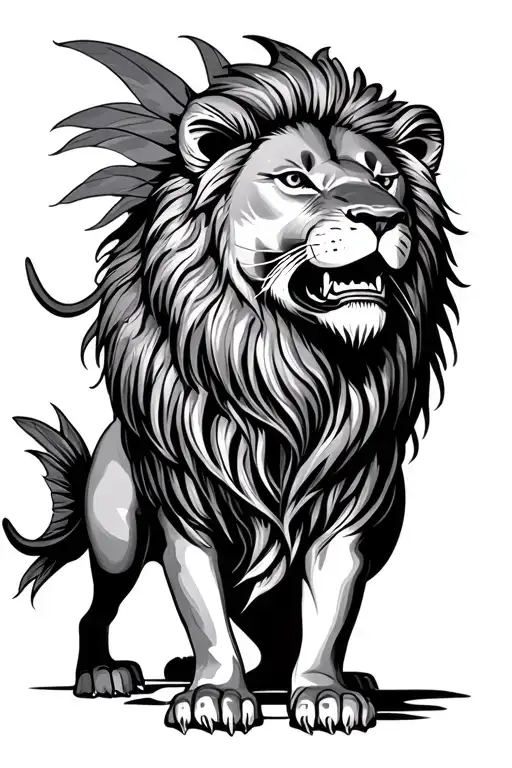 Fish And Lion Standing