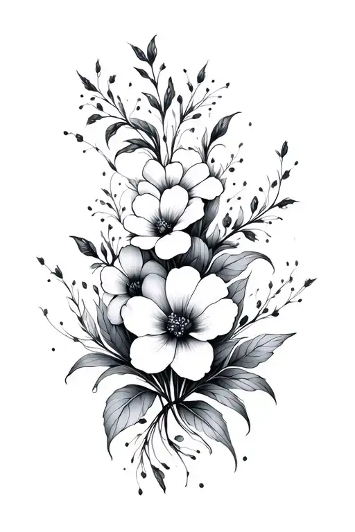 Multiple Fine Line Flowers