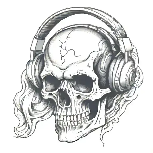 Skull Wearing Headphones
