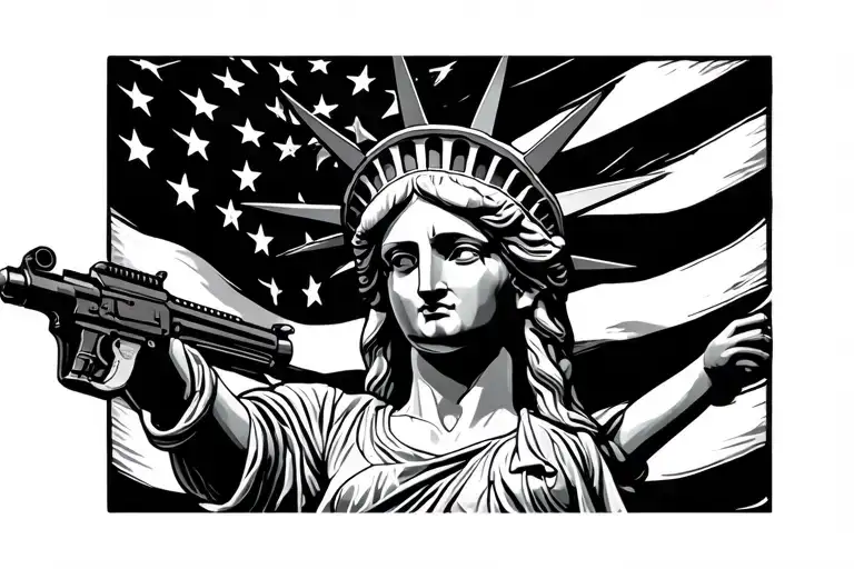 Statue Of Liberty With Machine Gun