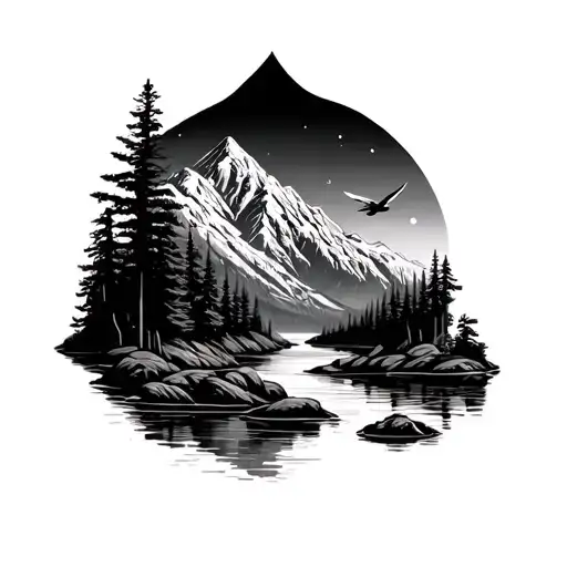 Mountain And River Bird Flying