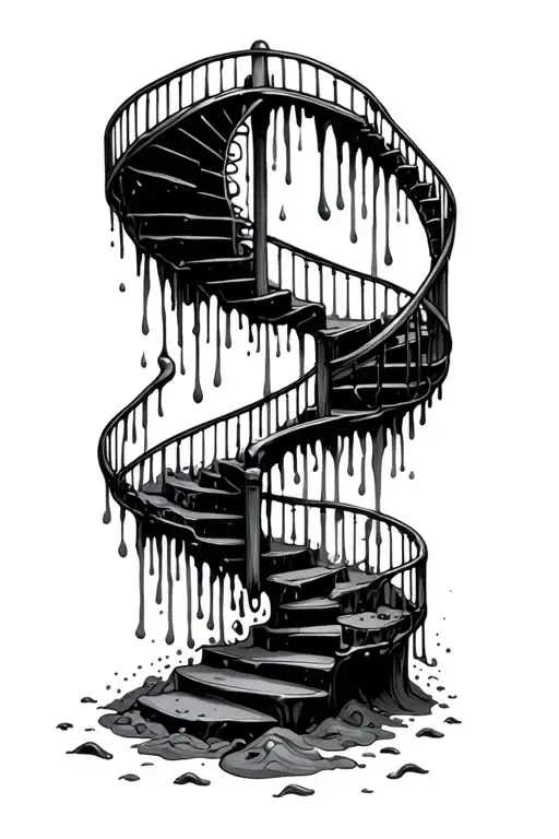 Spiral Stairs Going Down To Sandbox With Slime As The Outline