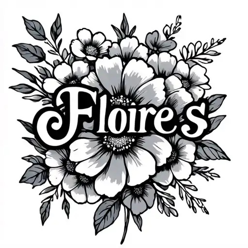 Flores Name With Lots Of Flowers Behind It